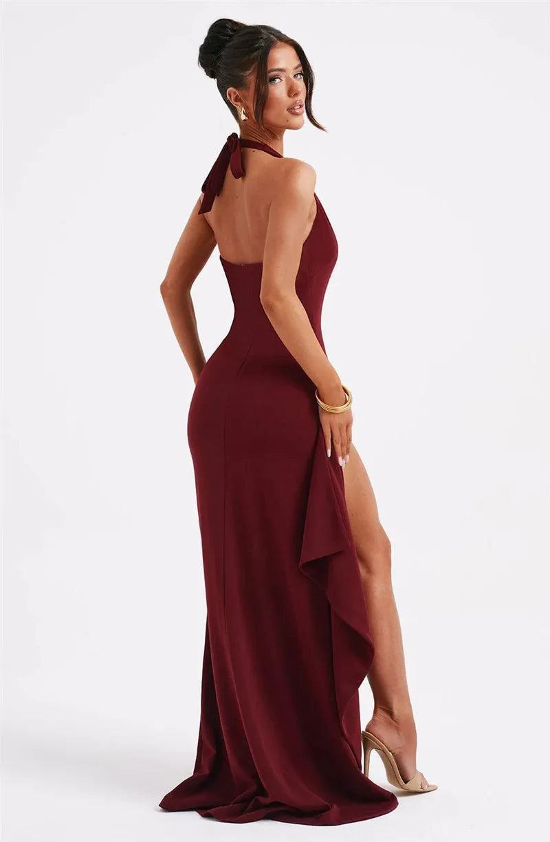 CELESTIAL AURORA V NECK MAXI DRESS
