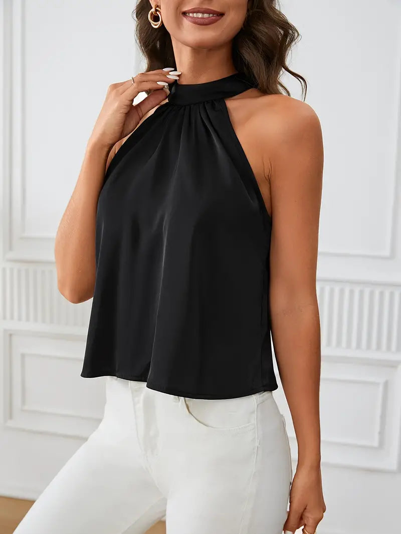 SERENE ECLIPSE HALTER NECK BACKLESS BLOUSE