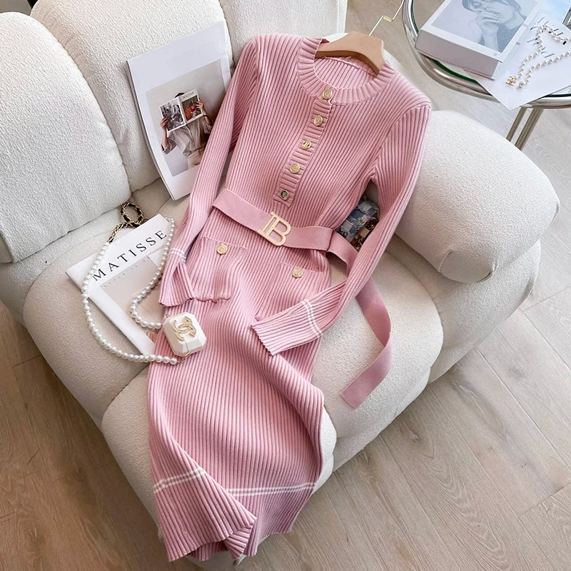 AUTUMN WINTER WOMEN KNITTED DRESS