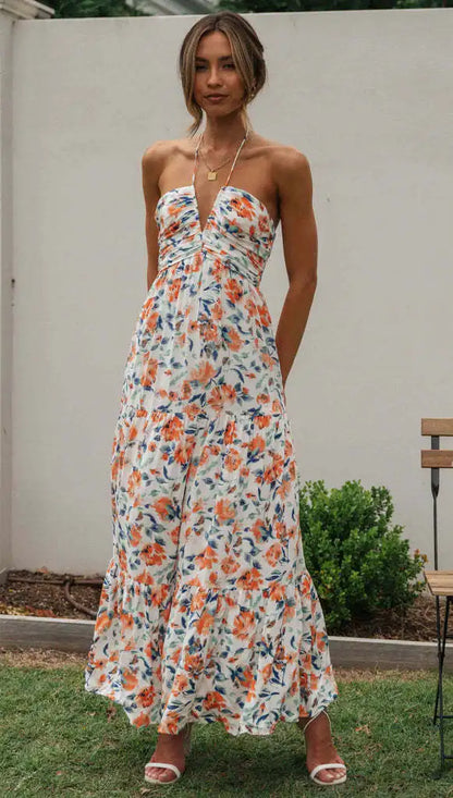 FLORAL BOHO SLEEVELESS MAXI DRESS