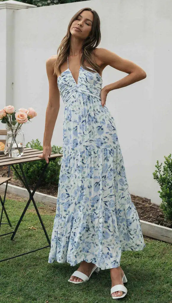FLORAL BOHO SLEEVELESS MAXI DRESS