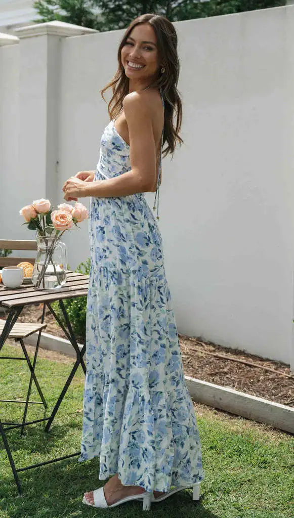 FLORAL BOHO SLEEVELESS MAXI DRESS