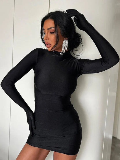 RETRO RAVISH TURTLENECK MINI DRESS
