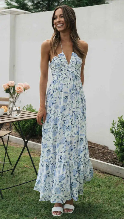 FLORAL BOHO SLEEVELESS MAXI DRESS