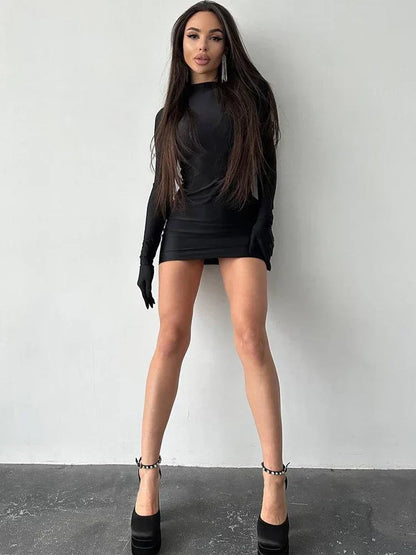 RETRO RAVISH TURTLENECK MINI DRESS