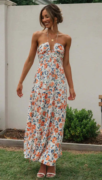 FLORAL BOHO SLEEVELESS MAXI DRESS