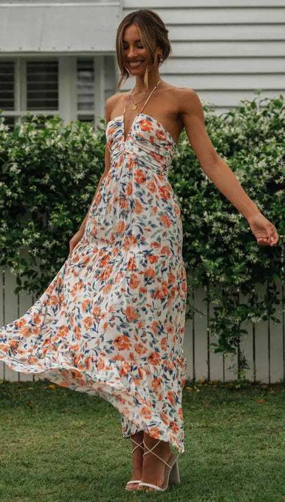 FLORAL BOHO SLEEVELESS MAXI DRESS