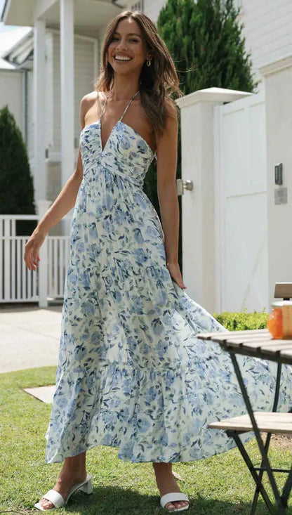 FLORAL BOHO SLEEVELESS MAXI DRESS