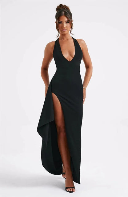 CELESTIAL AURORA V NECK MAXI DRESS