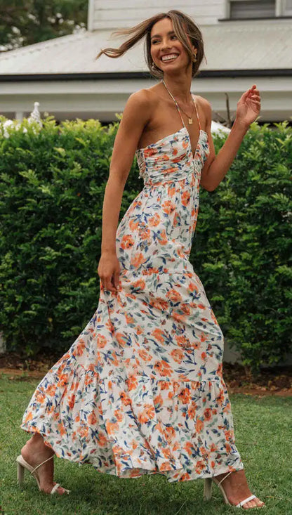 FLORAL BOHO SLEEVELESS MAXI DRESS