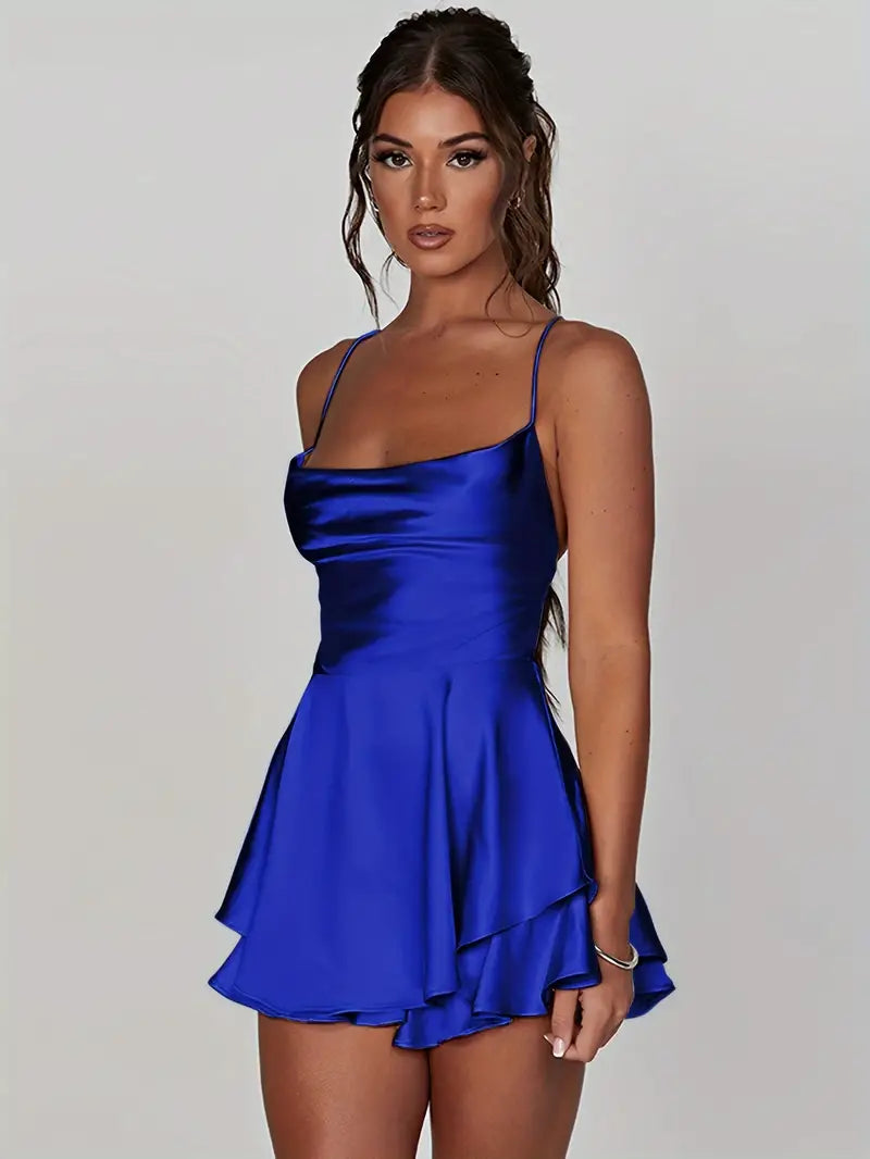 SNATCHED SATIN LACE UP MINI DRESS