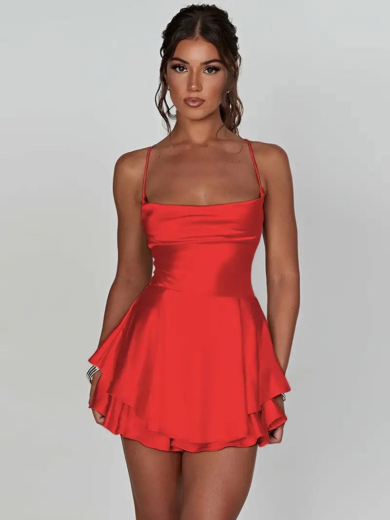 SNATCHED SATIN LACE UP MINI DRESS