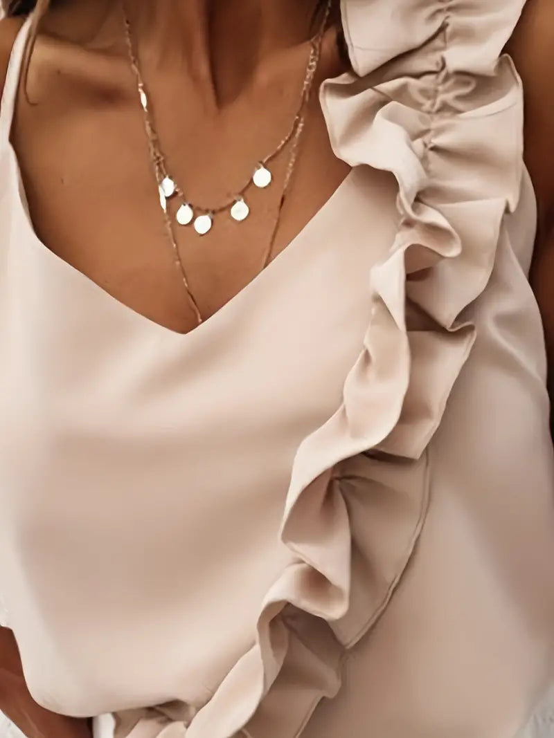 BELLA FLOUNCE V-NECK SLEEVELESS BLOUSE