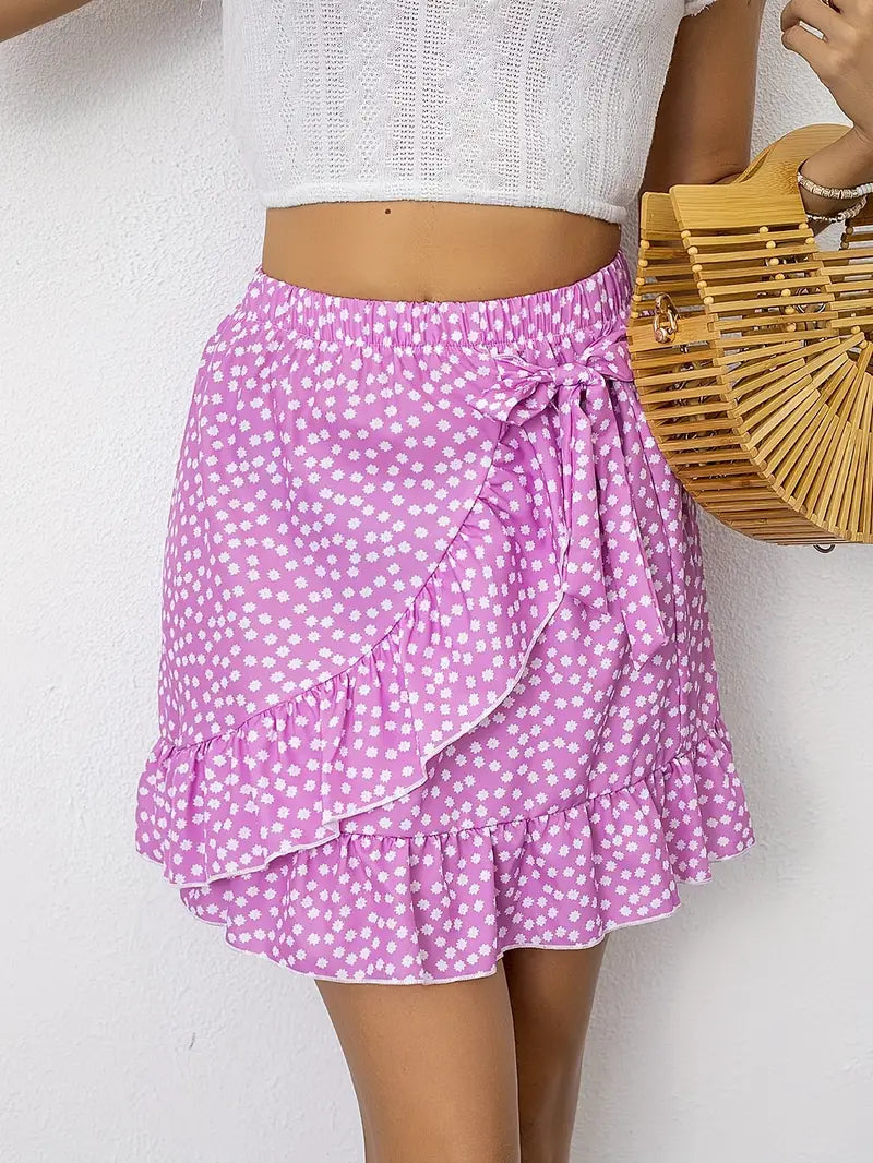 FLORAL BREEZE ELEGANT KNOT MINI SKIRT