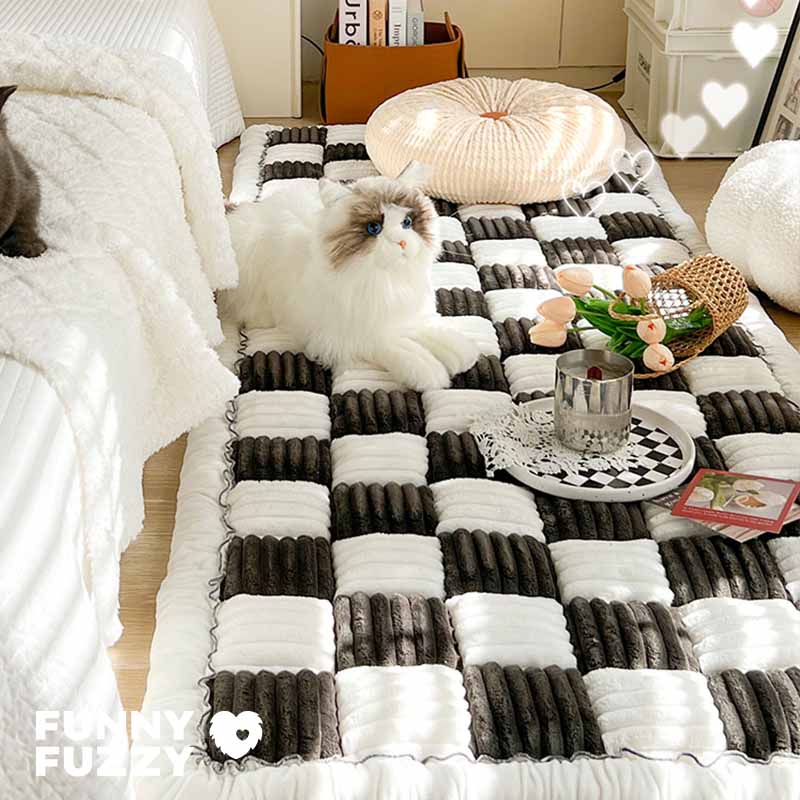 Large Plaid Square Fuzzy Couch Cover